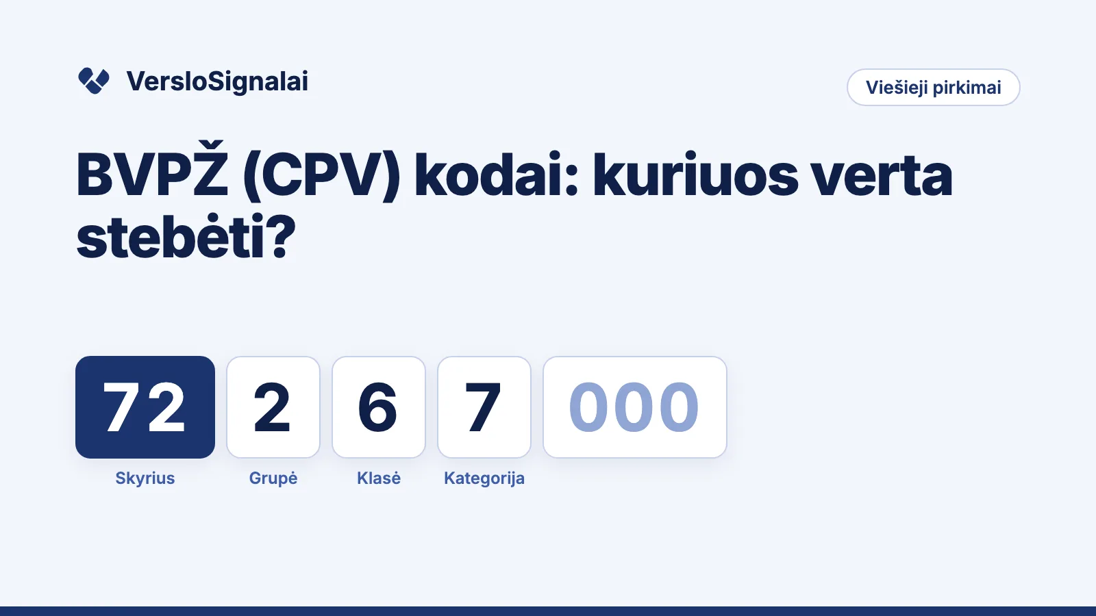 BVPŽ (CPV) kodo 72267000 sandara: skyrius 72, grupė, klasė ir kategorija